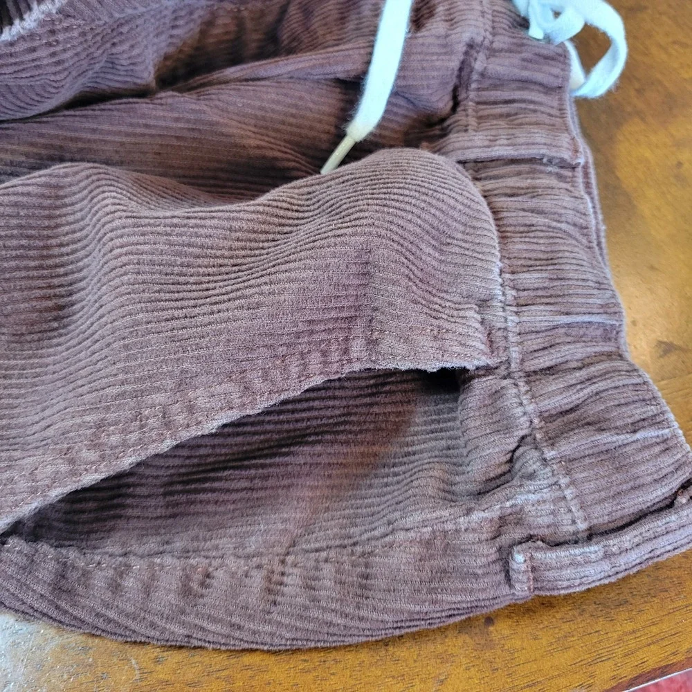PacSun Mens Brown Corduroy Carpenter Pants Elastic Waist Drawstring Straight Leg